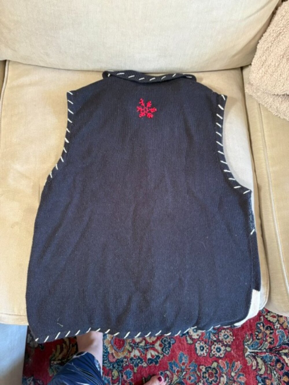 Vintage Pappagallo 80s 90s Cottagecore American Holiday Zip Sweater Vest Small - Picture 8 of 10